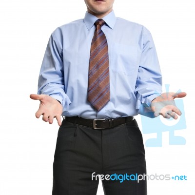 Businessman Showing Both Empty Hands Stock Photo