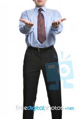 Businessman Showing Both Empty Hands Stock Photo