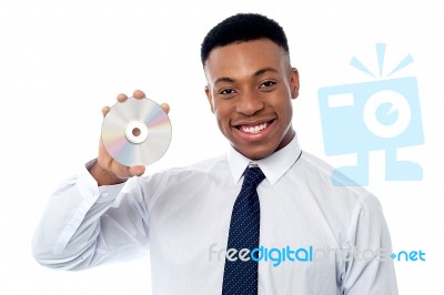 Businessman Showing Compact Disc Stock Photo