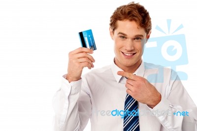 Businessman Showing His Credit Card Stock Photo