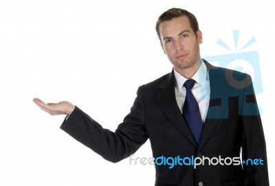 Businessman Showing His Palm Stock Photo