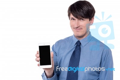 Businessman Showing His Phone! Stock Photo