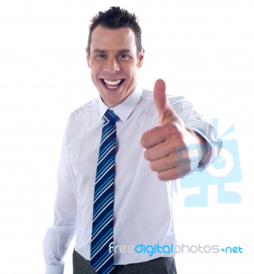 Businessman Showing Thumb Up Stock Photo