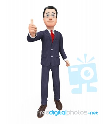 Businessman Shows Approval Represents Thumb Up And Approved Stock Image