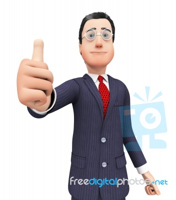 Businessman Shows Approval Represents Thumbs Up And Agreement Stock Image