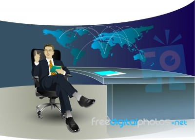 Businessman Sitting In Office Stock Image