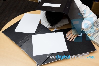 Businessman Sleep During Working Stock Photo