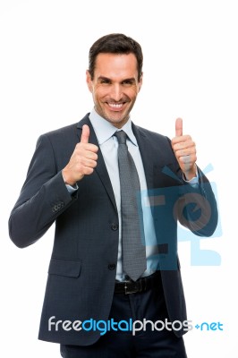 Businessman Smiling, Thumbs Up Stock Photo