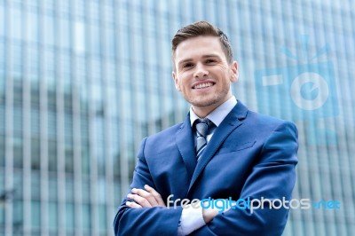 Businessman Standing At Outdoors Stock Photo