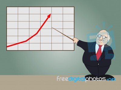 Businessman Standing Presentation Progressive Arrow Chart Stock Image