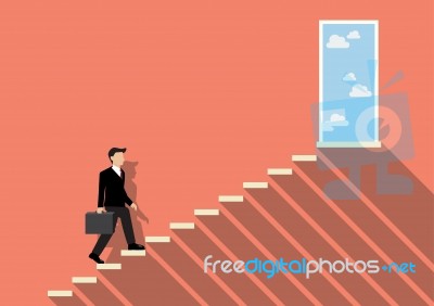 Businessman Stepping Up A Staircase To Success Stock Image