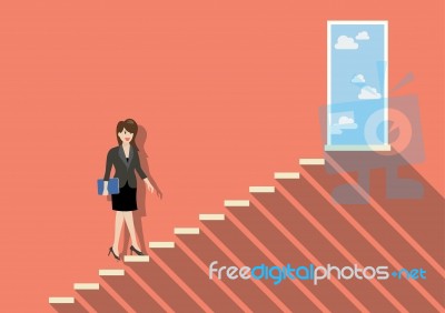 Businessman Stepping Up A Staircase To Success Stock Image