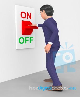 Businessman Switched Off Shows Conserve Energy And Control Stock Image