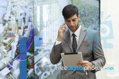 Businessman Talking On The Phone Stock Photo