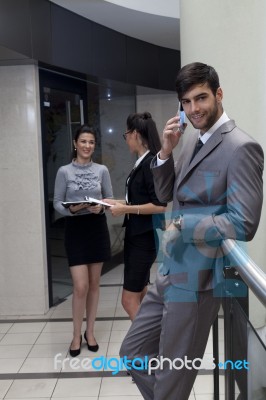 Businessman Talking On The Phone Stock Photo