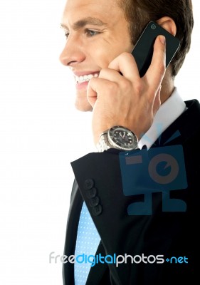 Businessman Talking Over Phone Stock Photo