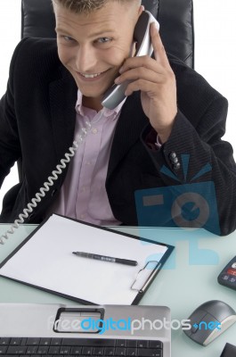 Businessman Talking Over Phone Stock Photo