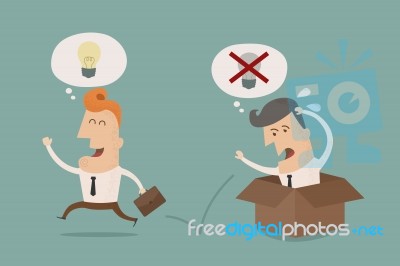 Businessman Think Outside The Box Stock Image