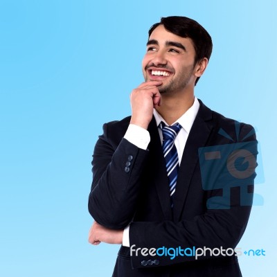 Businessman Thinking Something Stock Photo