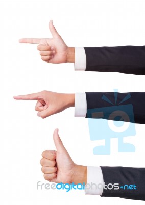 Businessman Three Hand Sign Stock Photo