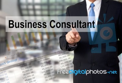 Businessman Touch Screen Stock Photo