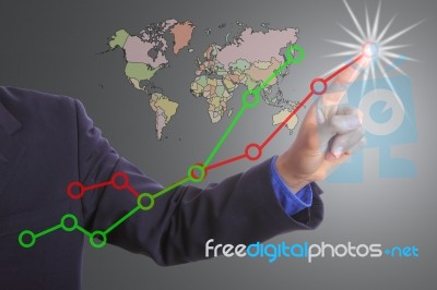 Businessman Touching Button Stock Photo