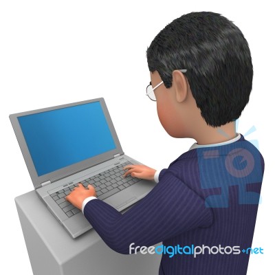 Businessman Typing Indicates World Wide Web And Biz Stock Image