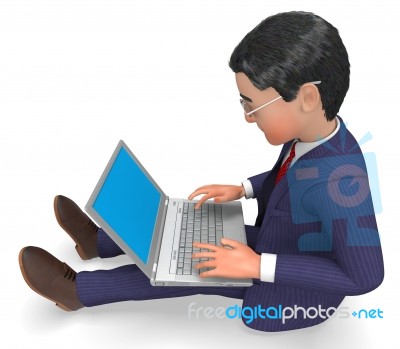 Businessman Typing Indicates World Wide Web And Businessmen Stock Image