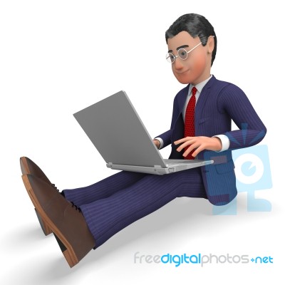 Businessman Typing Means World Wide Web And Biz Stock Image