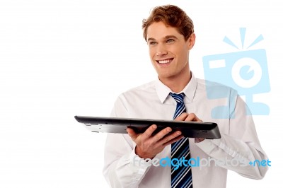 Businessman Typing On Keyboard Stock Photo