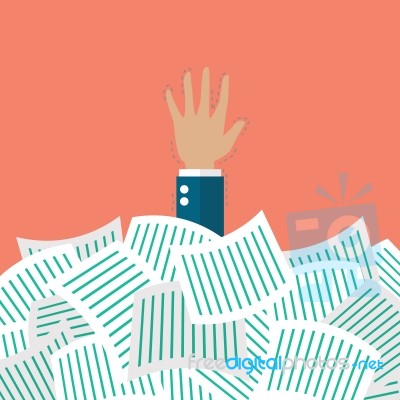 Businessman Under A Lot Of Documents Stock Image