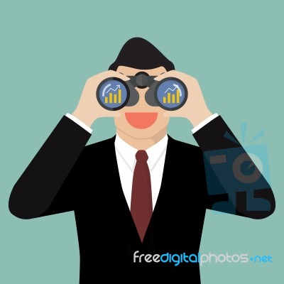 Businessman Use Binoculars Looking For Business Future Stock Image