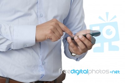 Businessman Using A Cellphone - Isolated Stock Photo