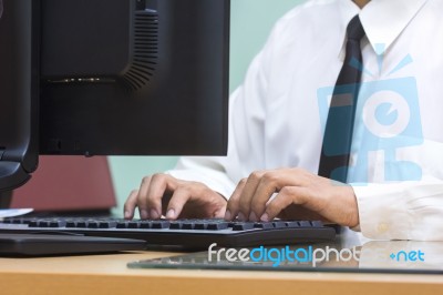 Businessman Using Computer Stock Photo