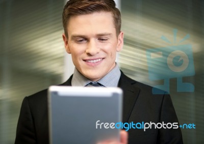 Businessman Using Digital Tablet Stock Photo