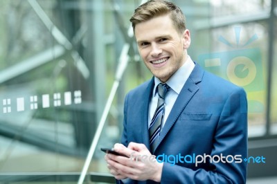 Businessman Using His Mobile Phone Stock Photo