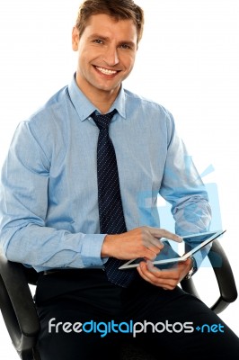 Businessman Using Tablet Pc Stock Photo