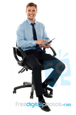 Businessman Using Tablet Pc Stock Photo