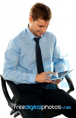 Businessman Using Tablet Pc Stock Photo