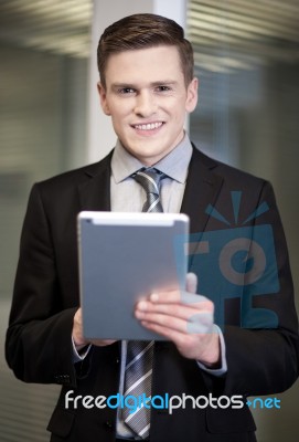 Businessman Using Tablet Pc Stock Photo