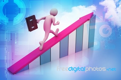 Businessman Walking On Growing Arrow Stock Image