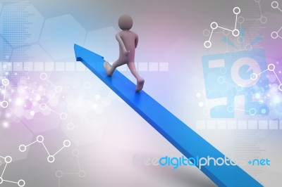 Businessman Walking On Growing Arrow Stock Image