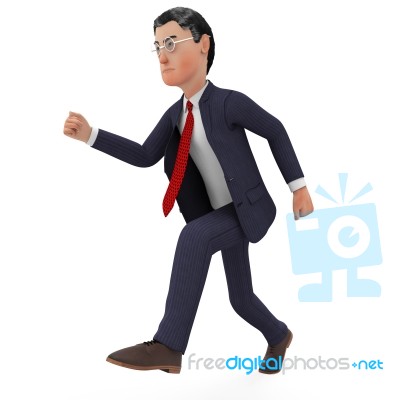 Businessman Walks Quickly Represents Fast Track And Brisk Stock Image