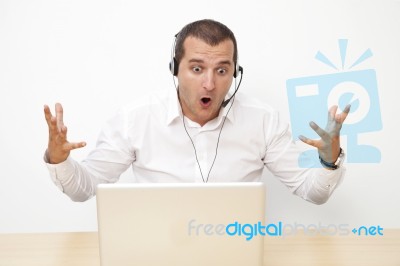 Businessman Wearing A Headset Stock Photo