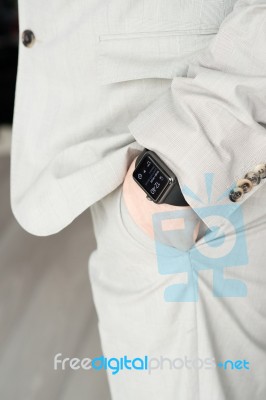 Businessman Wearing The Apple Watch Stock Photo