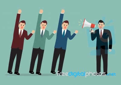 Businessman With A Megaphone Leading The Business Stock Image