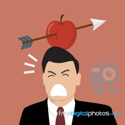 Businessman With Apple And Arrow On His Head Stock Image