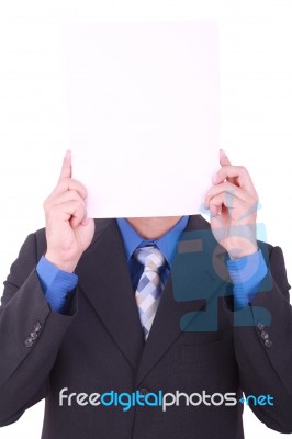 Businessman With Blank Paper Stock Photo