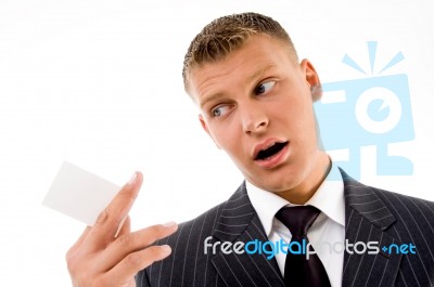 Businessman With Business Card Stock Photo