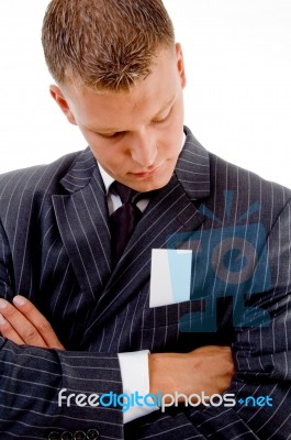 Businessman With Card Stock Photo